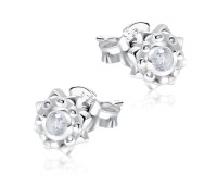 Pretty Flowers  With CZ Stone Silver Ear Stud STS-5135